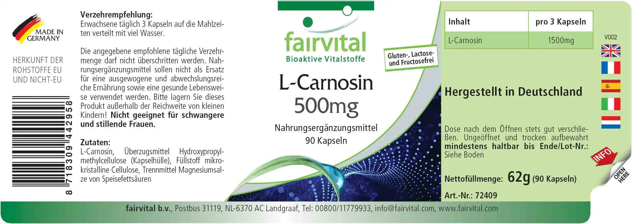 L-Carnosine 500mg - 90 gélules