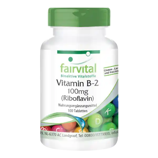 Vitamin B2 Riboflavin 100mg - 100 Tablets