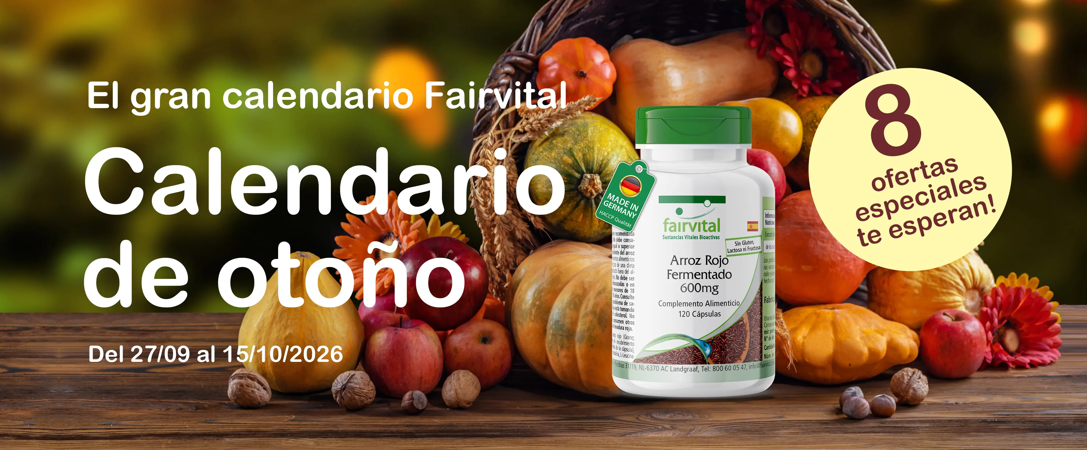 El gran calendario Fairvital de otoño: ocho ofertas especiales del 27/09 al 15/10/2026