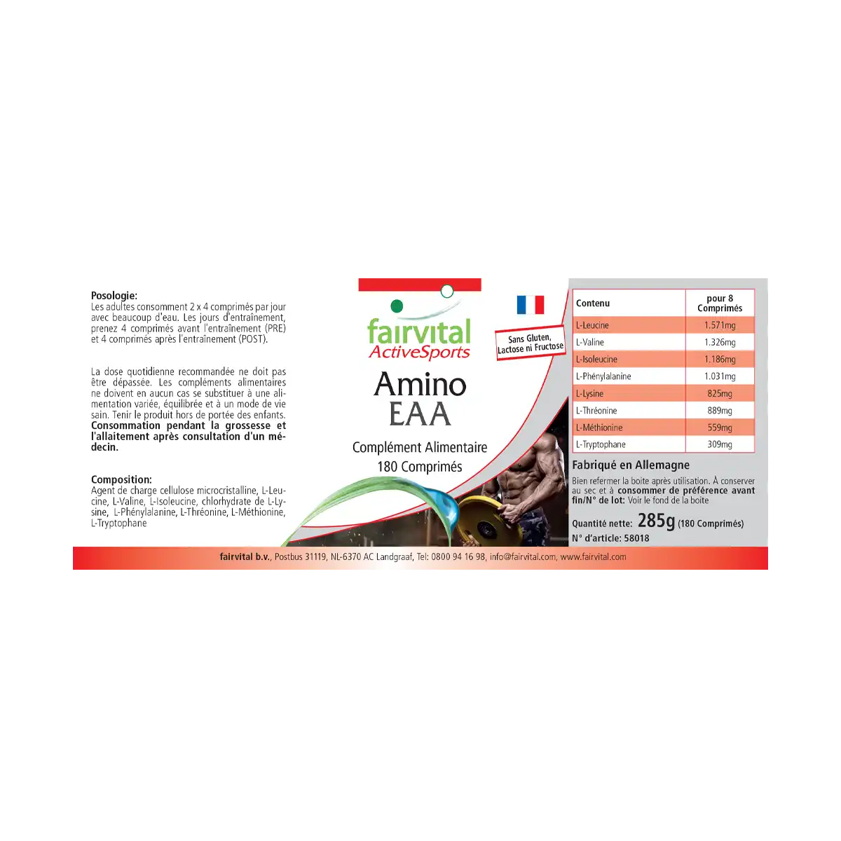 Amino EAA - 180 Tabletten - Mehr als 7500mg essenzielle Aminosäuren - Hochdosiert und Vegan | Fairvital Amino EAA - 180 Tabletten - Mehr als 7500mg essenzielle Aminosäuren - Hochdosiert und Vegan | Fairvital