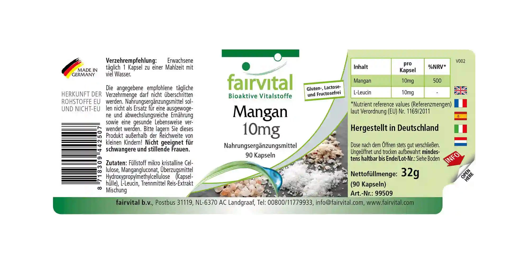 Mangan Kapseln 10mg - 90 Kapseln - Hochdosiert- Vegan | Fairvital Mangan Kapseln 10mg - 90 Kapseln - Hochdosiert- Vegan | Fairvital