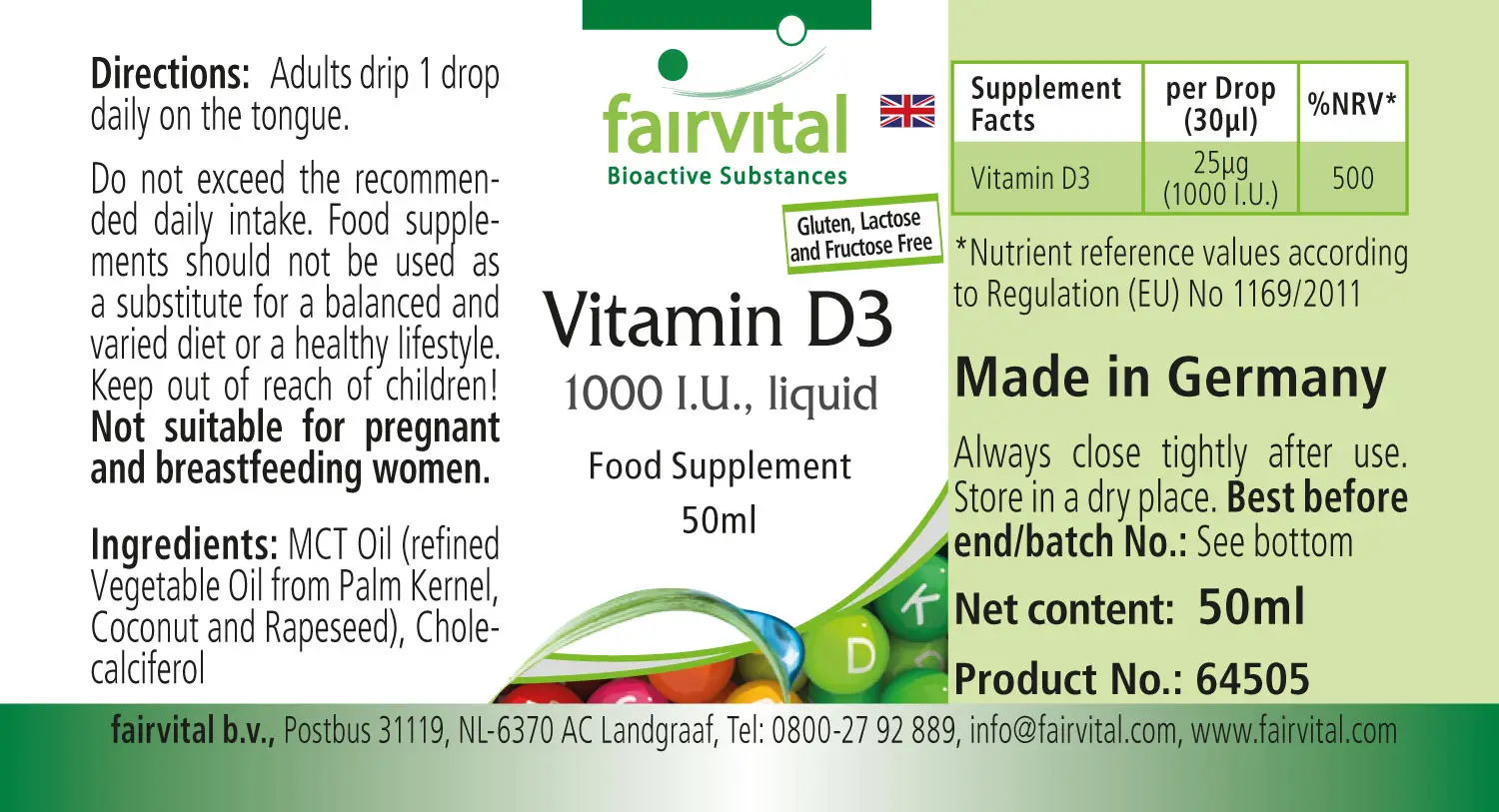 Vitamin D3 flüssig 1000 I.E. pro Tropfen