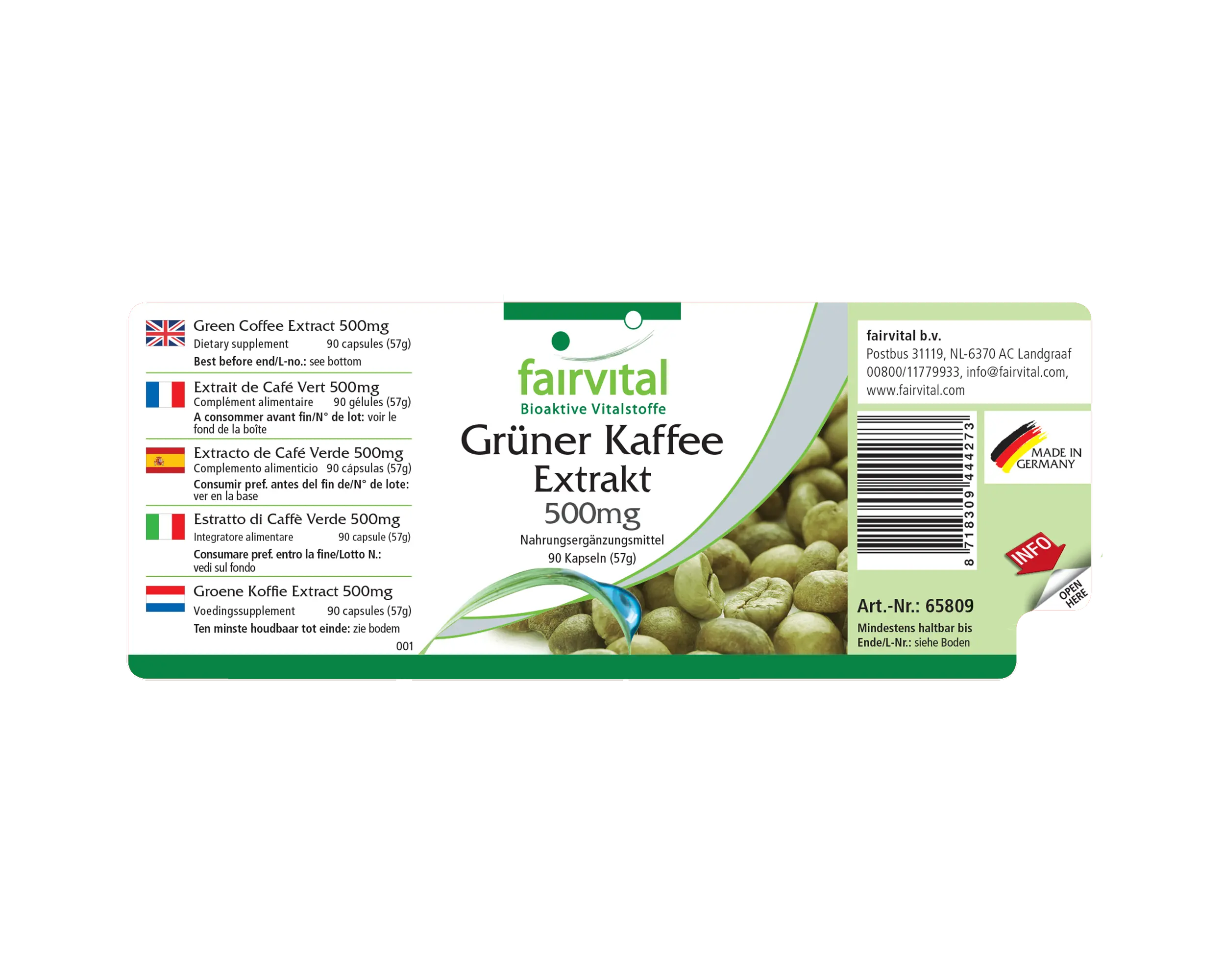 Green Coffee Extract 500mg - 90 Capsules
