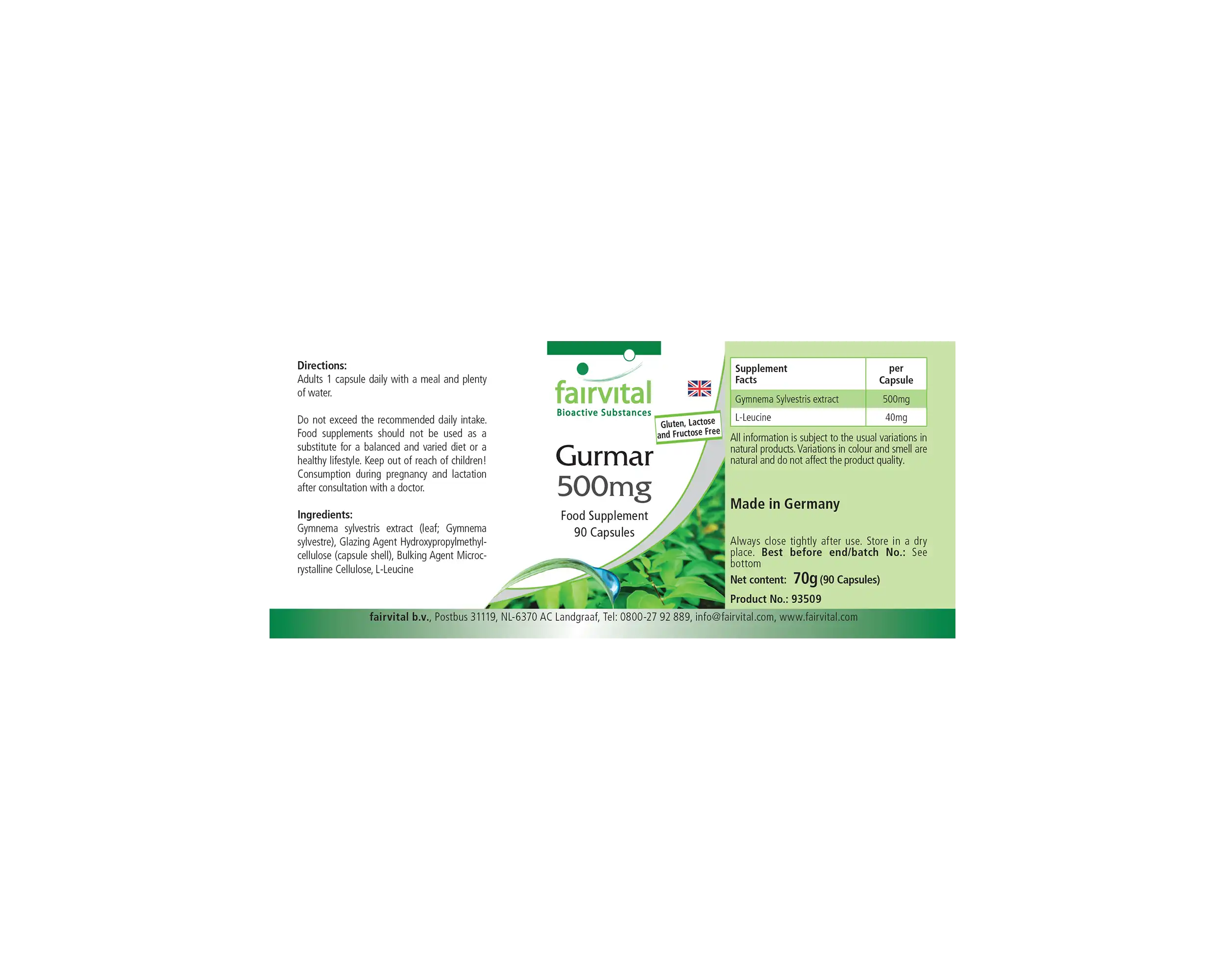Gurmar 500mg - Gymnema Sylvestre - 90 Kapseln - vegan | Fairvital