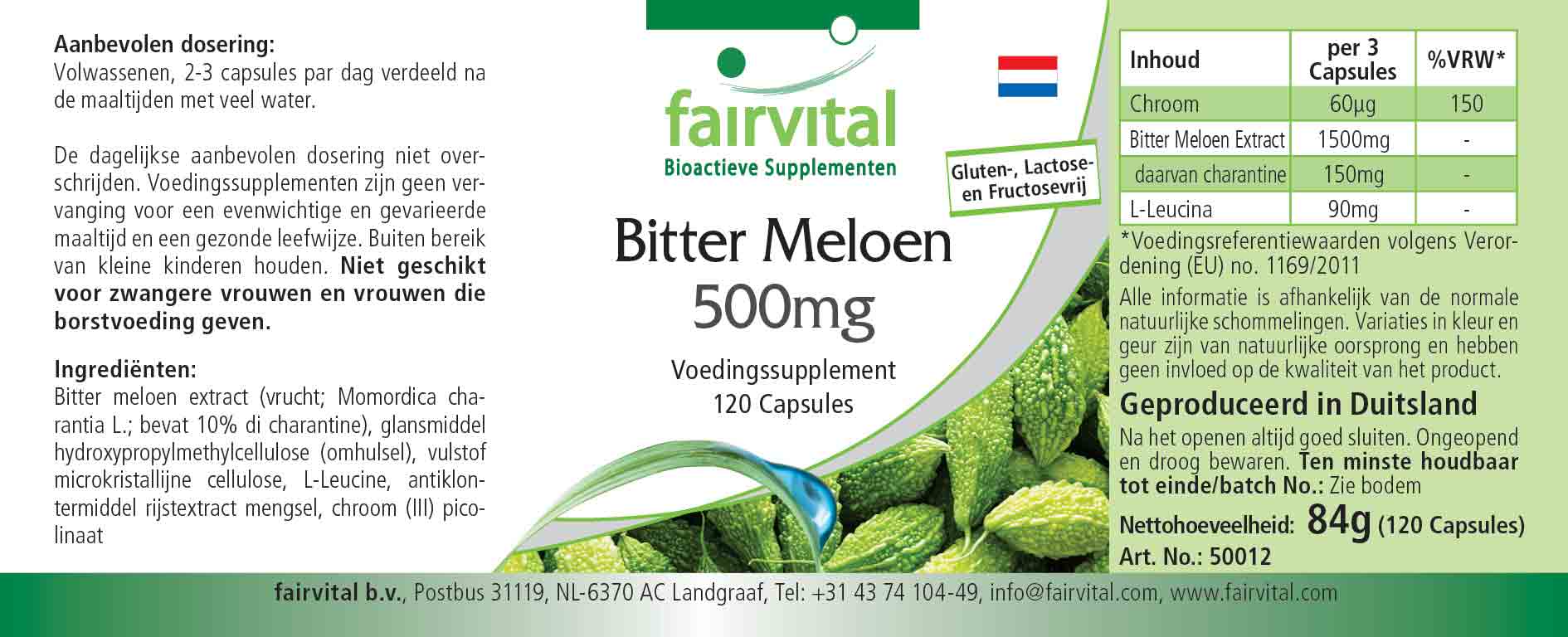 Bittermelone 500mg mit Chrom - 120 Kapseln - Sale - MHD 05/25
