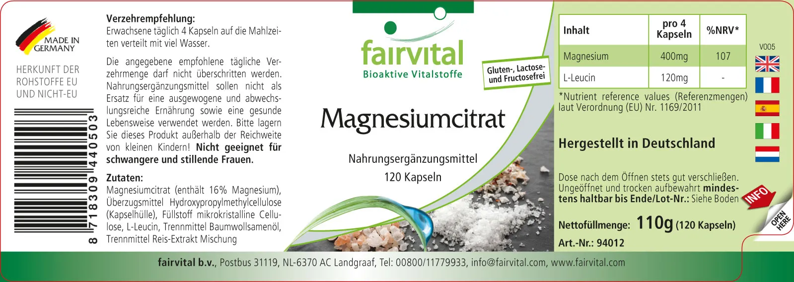 Citrate de magnésium - 120 gélules