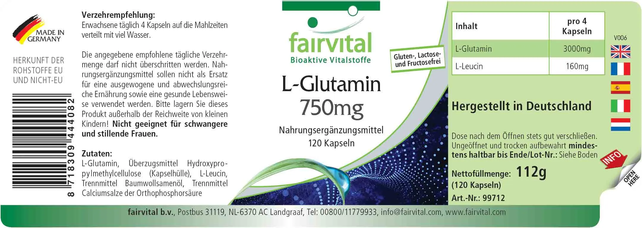 L-Glutamina 750mg - 120 capsule L-Glutamina 750mg - 120 capsule
