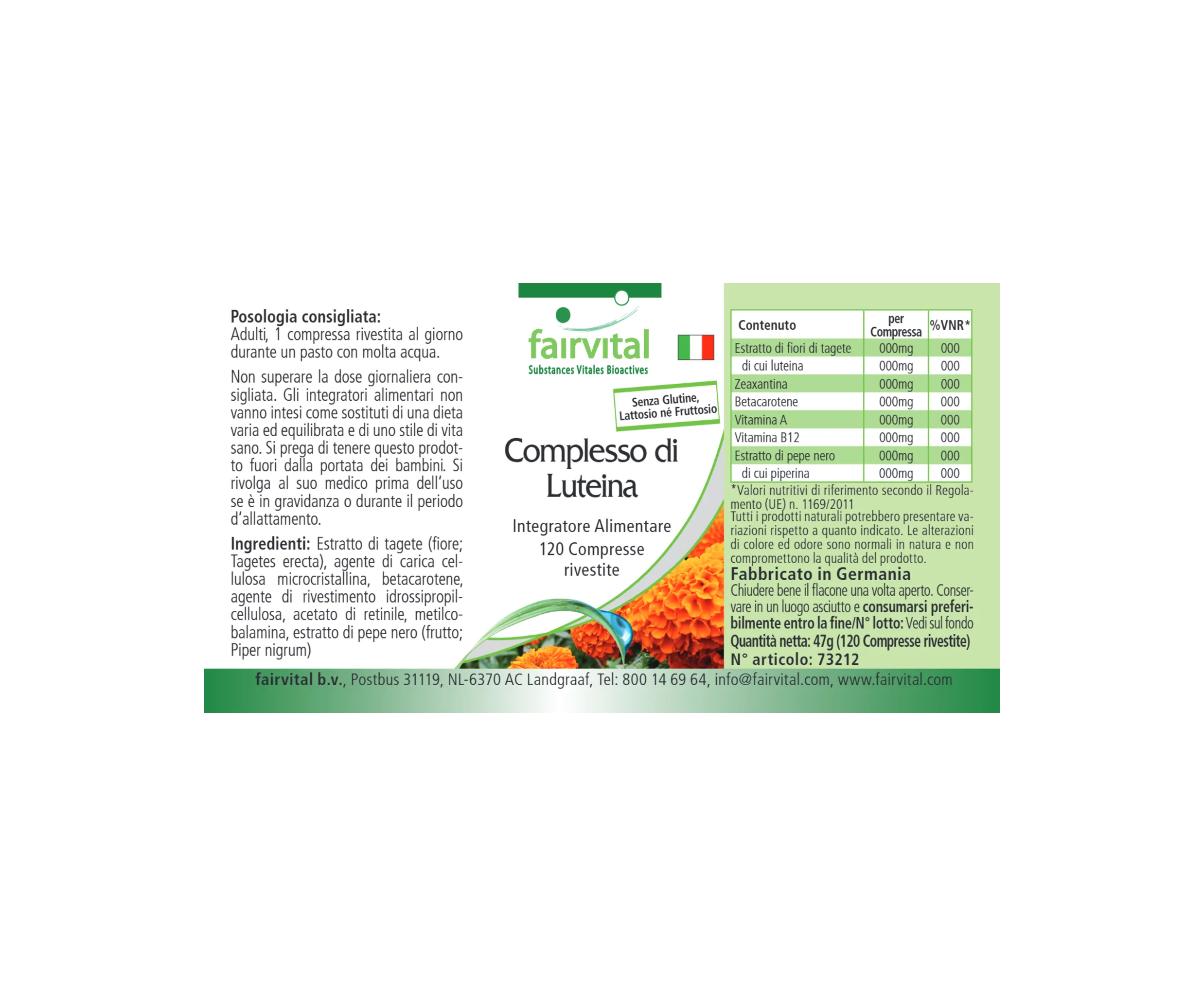 Luteïnecomplex - 120 filmomhulde tabletten - hooggedoseerd en veganistisch | Fairvital