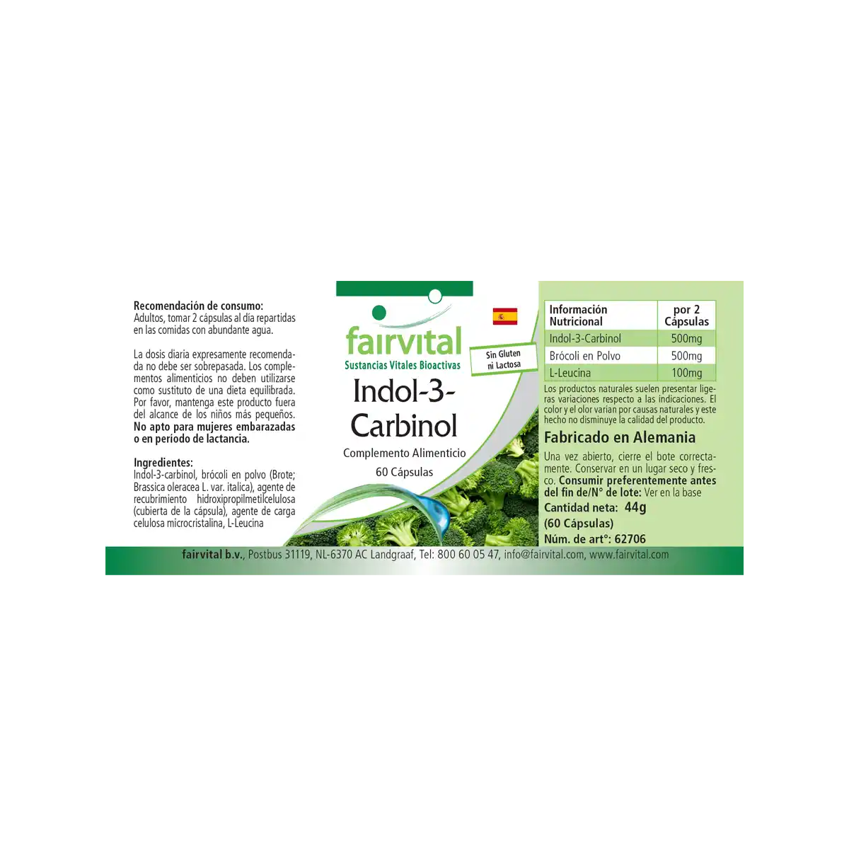 Indol-3-Carbinol - 60 Kapseln - I3C Kapseln mit Brokkoli-Pulver - Hochdosiert und Vegan | Fairvital Indol-3-Carbinol - 60 Kapseln - I3C Kapseln mit Brokkoli-Pulver - Hochdosiert und Vegan | Fairvital
