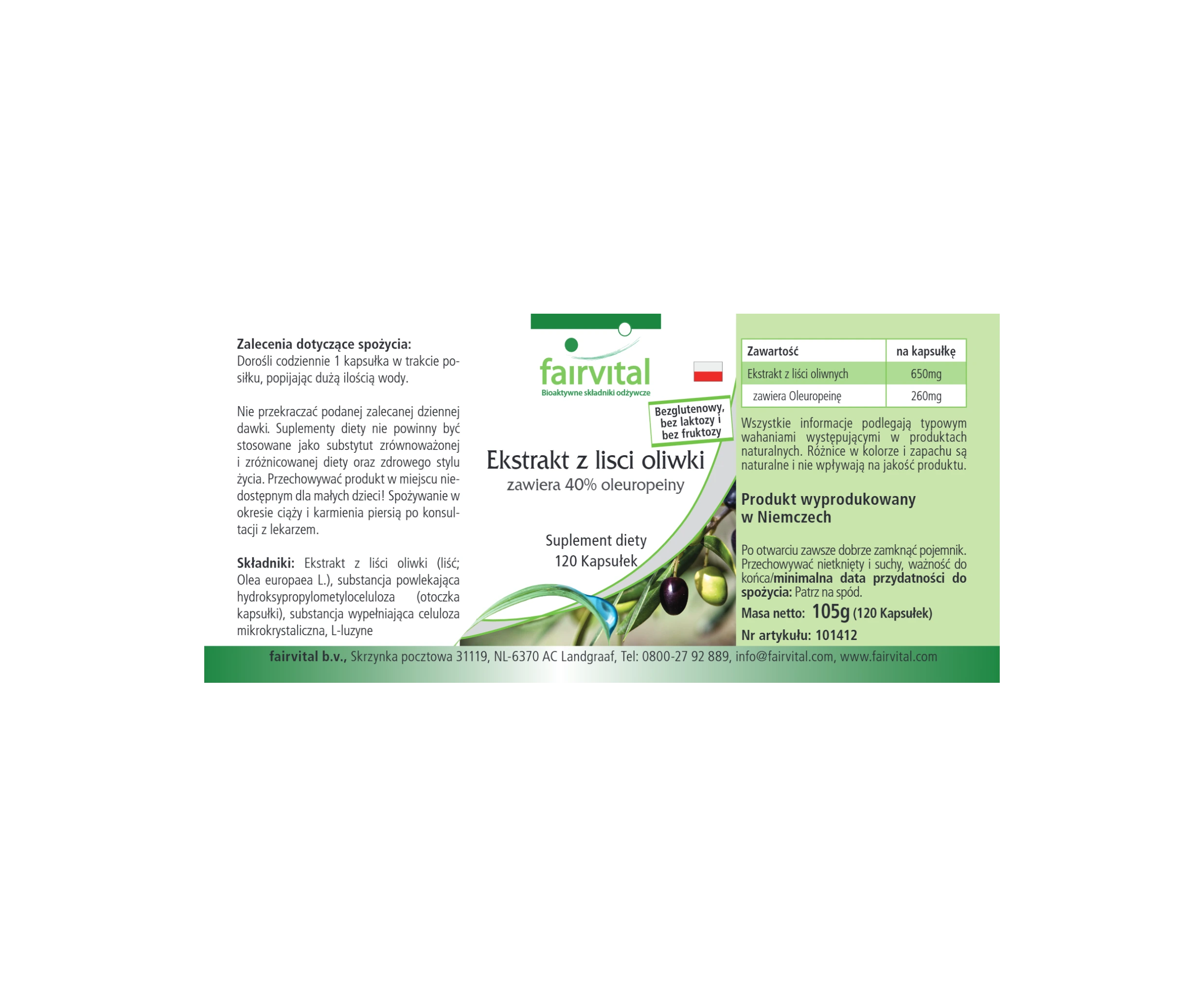 Olivenblatt-Extrakt mit 40% Oleuropein - 120 Kapseln - vegan | Fairvital