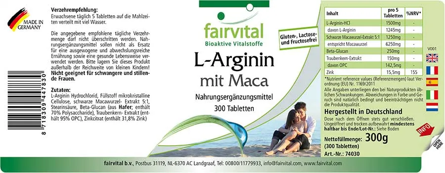 L-Arginine avec Maca – 300 comprimés