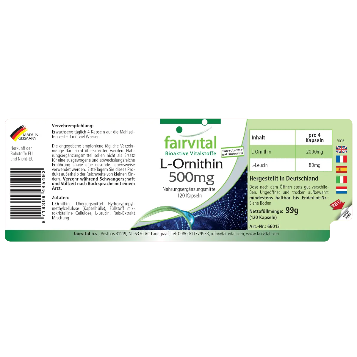 L-Ornitina 500 mg – 120 capsule L-Ornitina 500 mg – 120 capsule