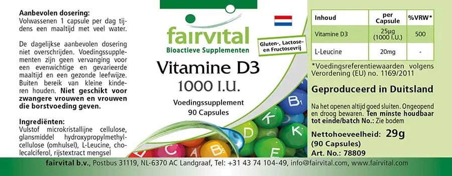 Vitamine D3 1000 I.U. - 90 capsules