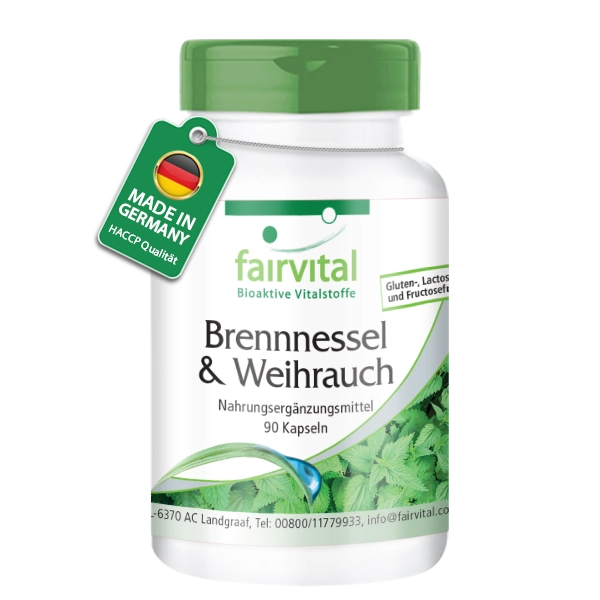 Brennnessel und Weihrauch - 90 Kapseln - Boswellia serrata - Hochdosiert und Vegan | Fairvital