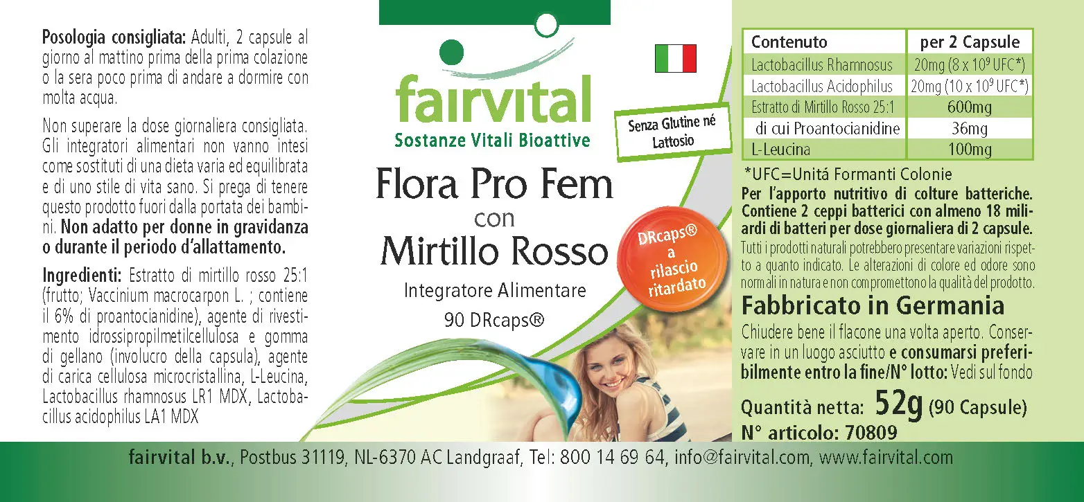 Flora Pro Fem with Cranberry - 90 DRcaps® Flora Pro Fem with Cranberry - 90 DRcaps®