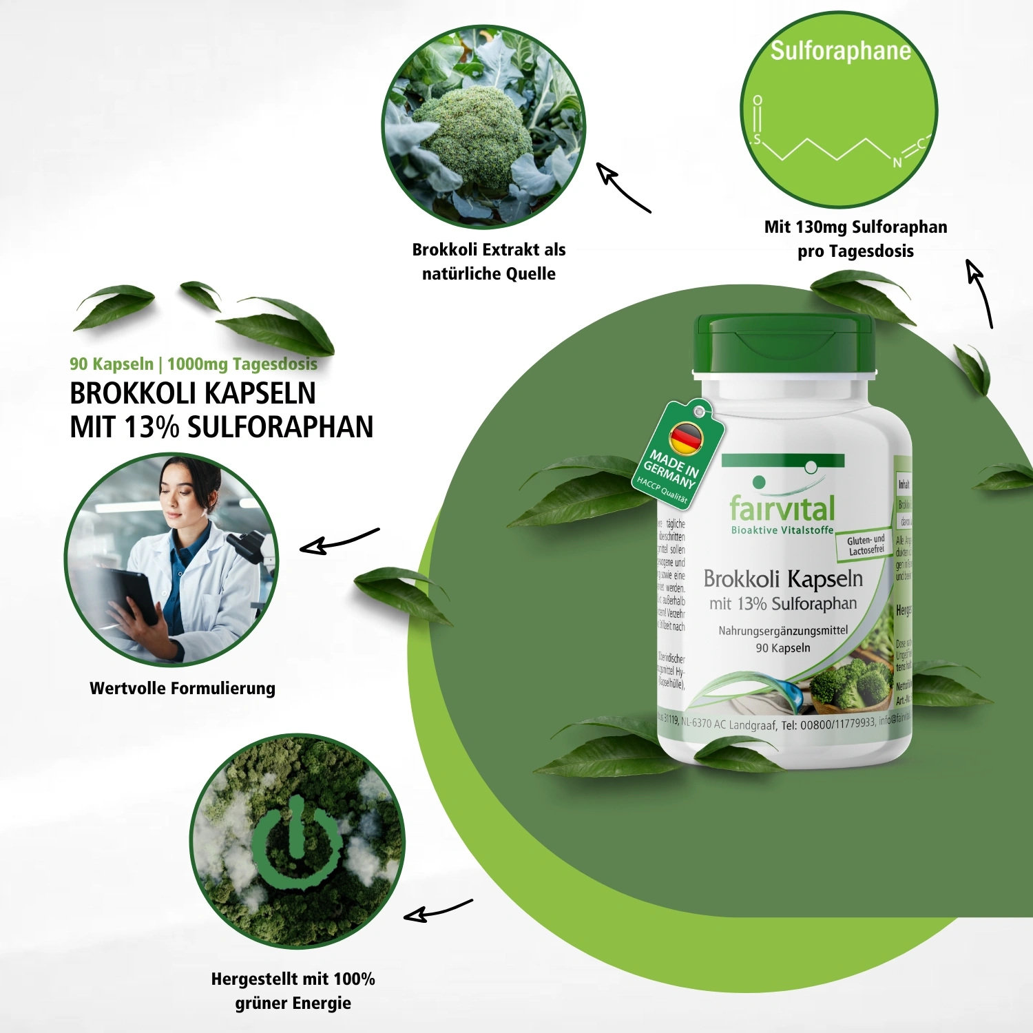 Brokkoli Kapseln mit 13% Sulforaphan - 90 Kapseln | Fairvital
