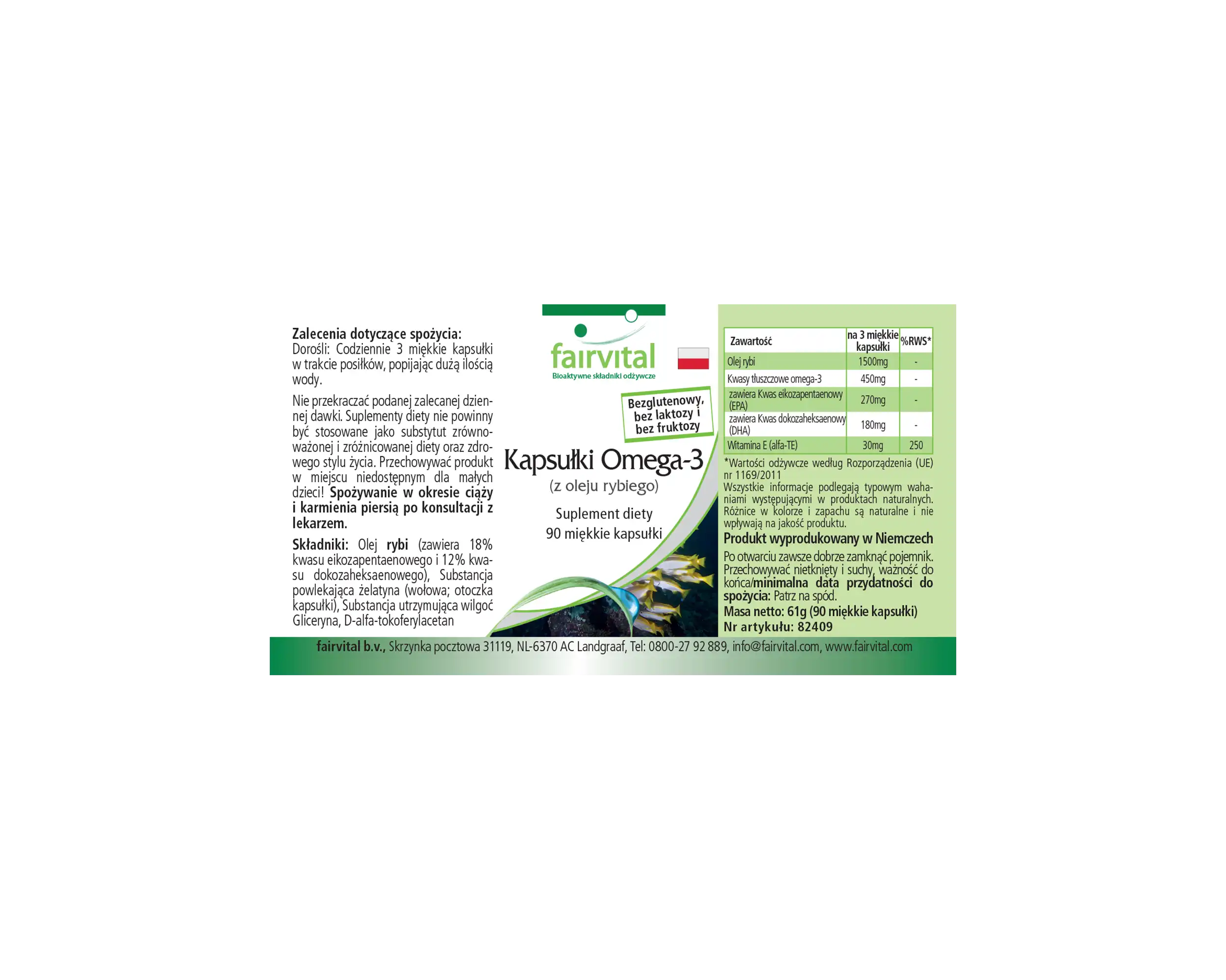 Omega-3-Kapseln aus 500mg Fischöl - 90 Softgels - für Blutdruck, Herz und Zellschutz | Fairvital