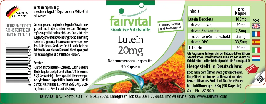 Luteina 20mg 90 capsule microincapsulate Luteina 20mg 90 capsule microincapsulate