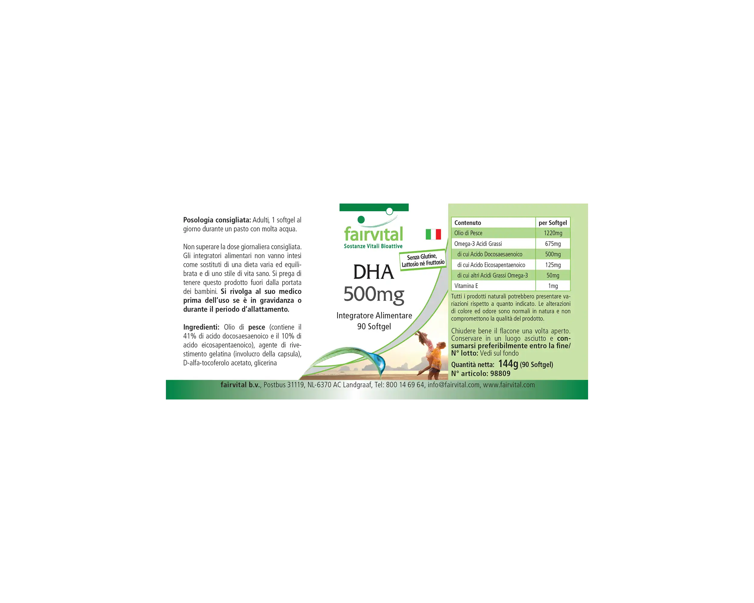 DHA 500mg - 90 Softgels  - mit Vitamin E - für Herz, Blutdruck, Zellschutz uvm. - Hochdosiert | Fairvital