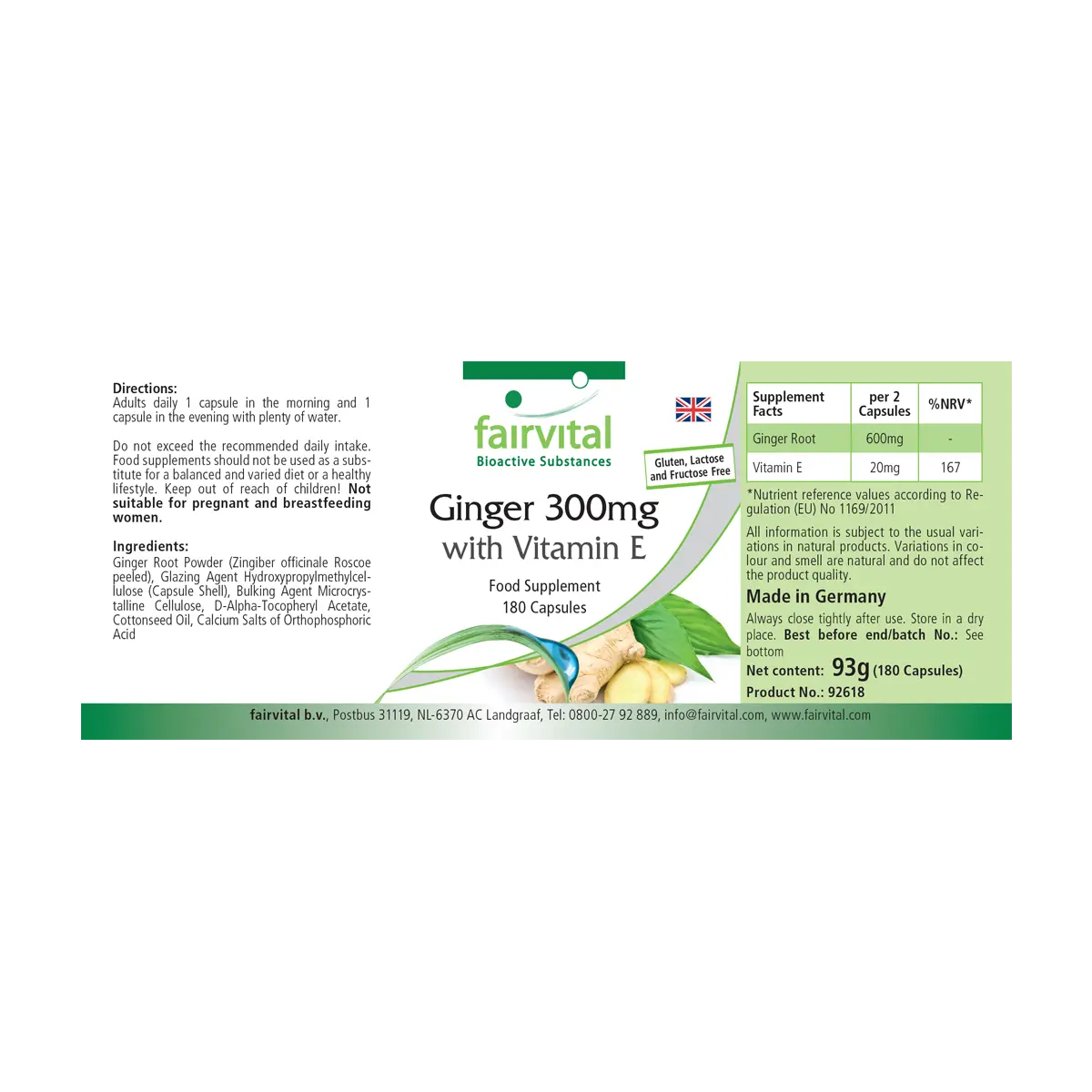 Zenzero 300mg con Vitamina E – 180 Capsule Zenzero 300mg con Vitamina E – 180 Capsule