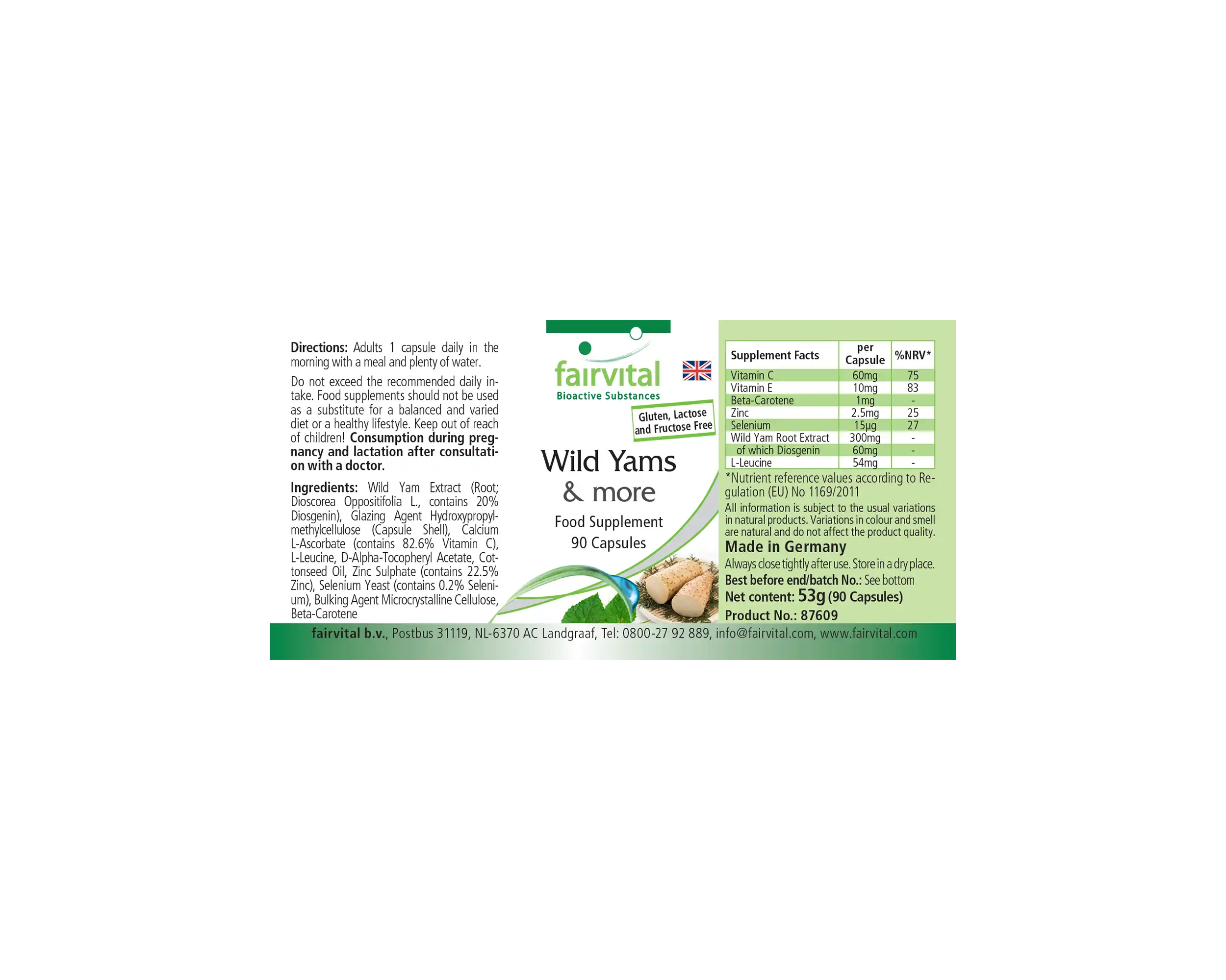 Wild Yams Plus - mit Zink, Vitamin C, Selen uvm. - für Immunsystem, Zellschutz uvm. - Vegan | Fairvital Wild Yams Plus - mit Zink, Vitamin C, Selen uvm. - für Immunsystem, Zellschutz uvm. - Vegan | Fairvital
