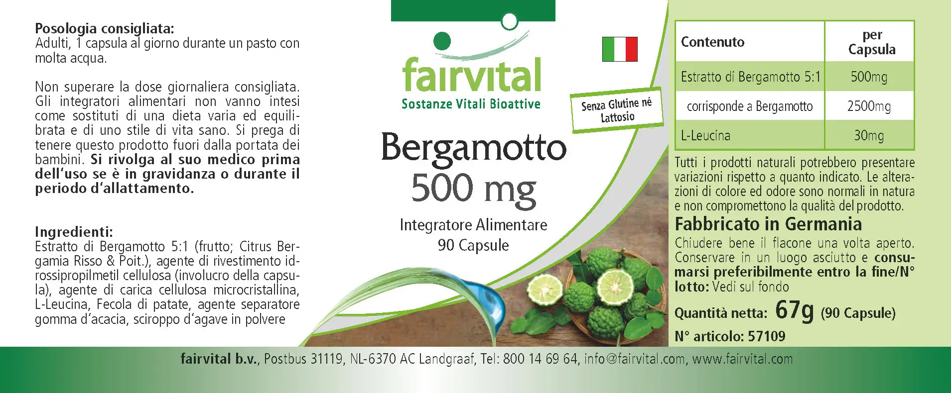 Bergamotte Extrakt 500mg - 90 Kapseln - 5-fach konzentriert - Hochdosiert und Vegan | Fairvital Bergamotte Extrakt 500mg - 90 Kapseln - 5-fach konzentriert - Hochdosiert und Vegan | Fairvital