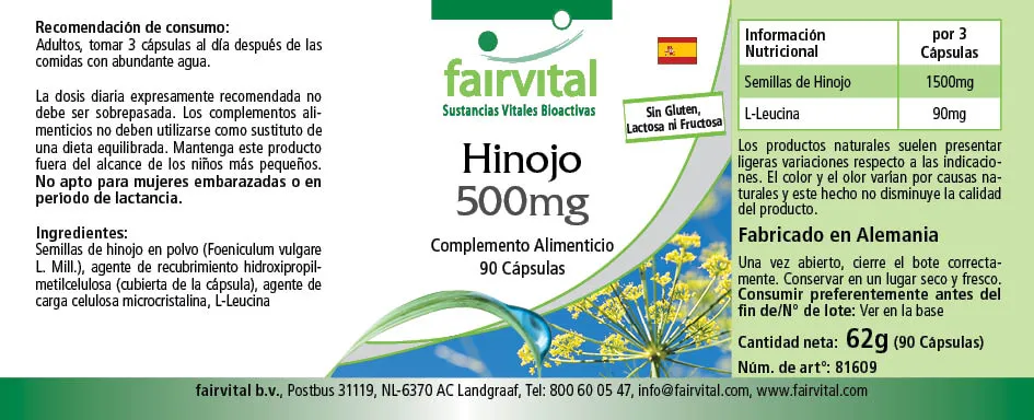 Fenouil 500mg - 90 gélules Fenouil 500mg - 90 gélules