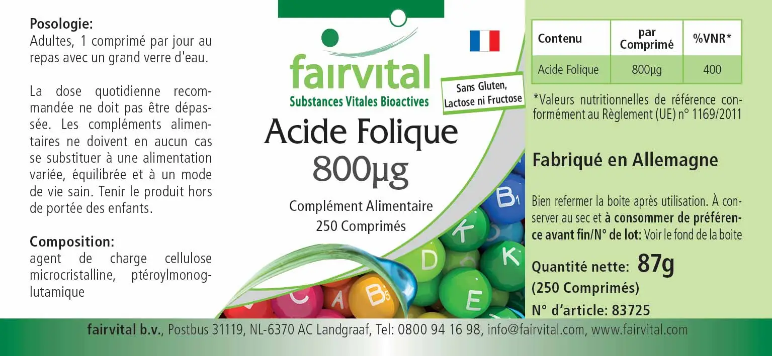 Folic Acid 800µg - 250 Tablets Folic Acid 800µg - 250 Tablets