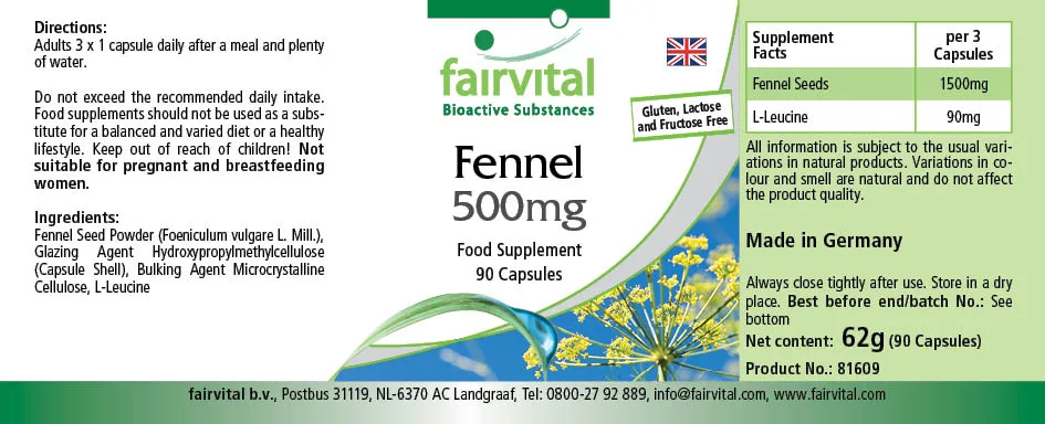 Fenouil 500mg - 90 gélules Fenouil 500mg - 90 gélules