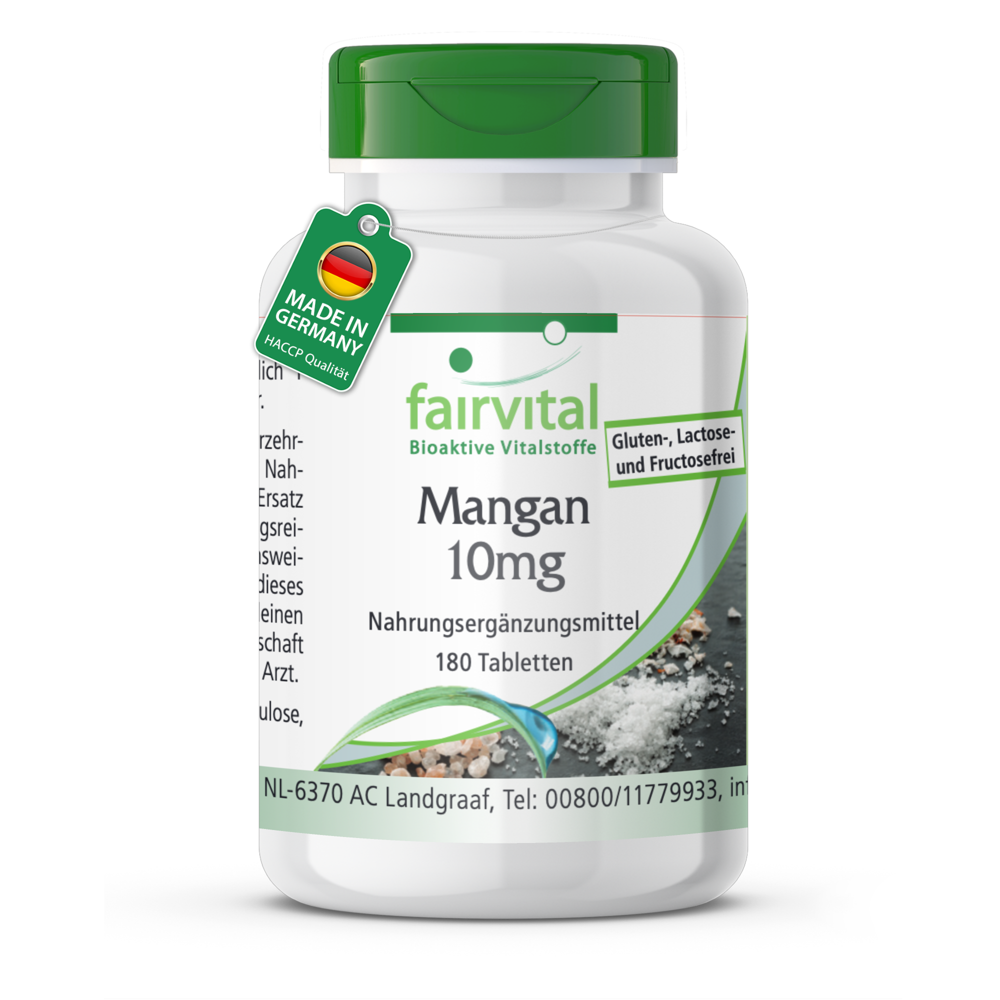 Mangan 10mg - 180 Tabletten - für Knochen, Energie uvm. - hochdosiert und vegan | Fairvital