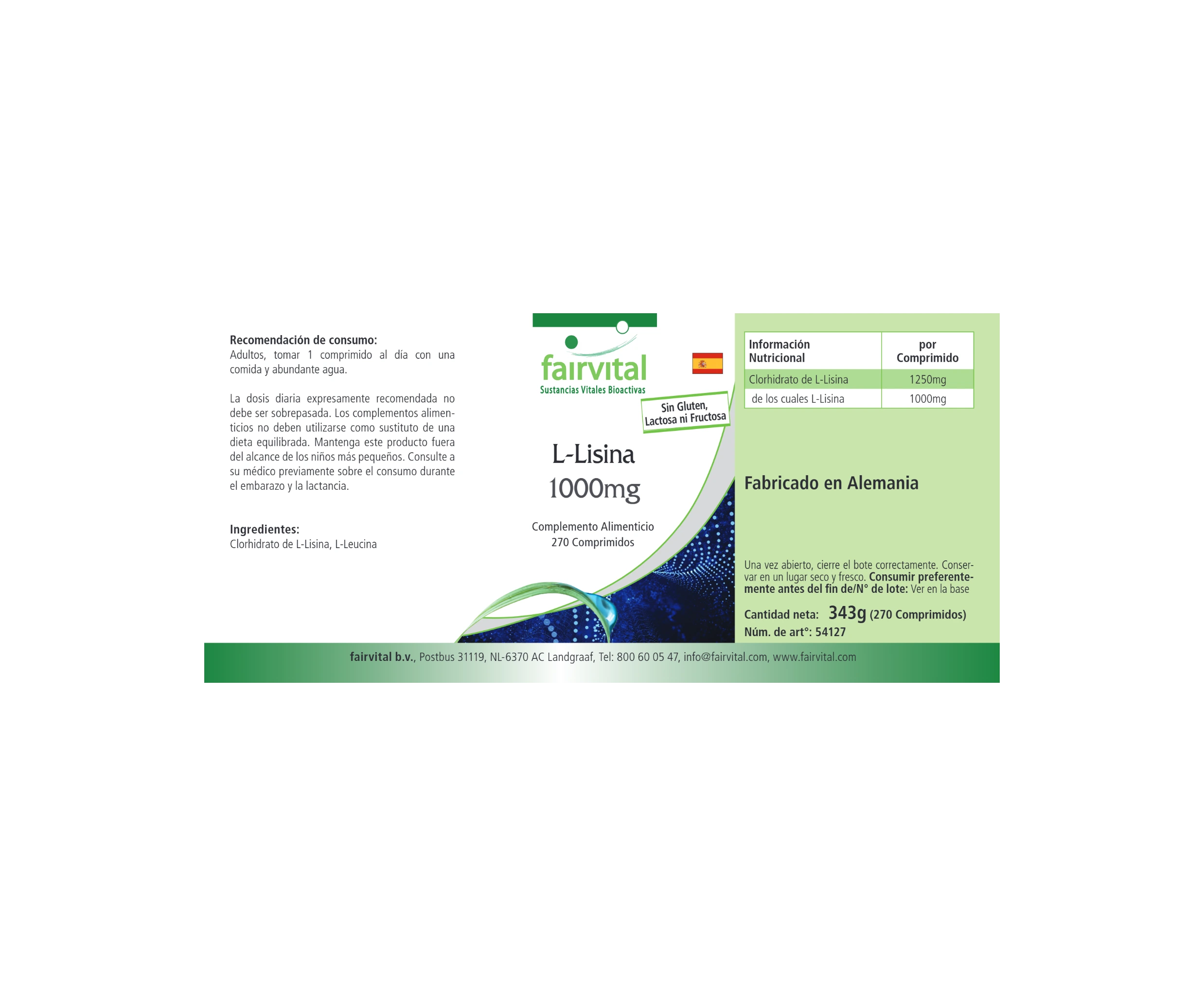 L-Lysine 1000mg - 270 tabletten - veganistisch | Fairvital