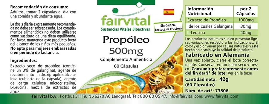 Extracto de propóleo 500 mg - 60 cápsulas