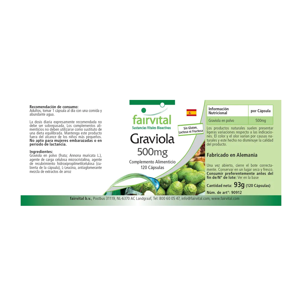 Fruta Graviola 500mg - 120 Cápsulas