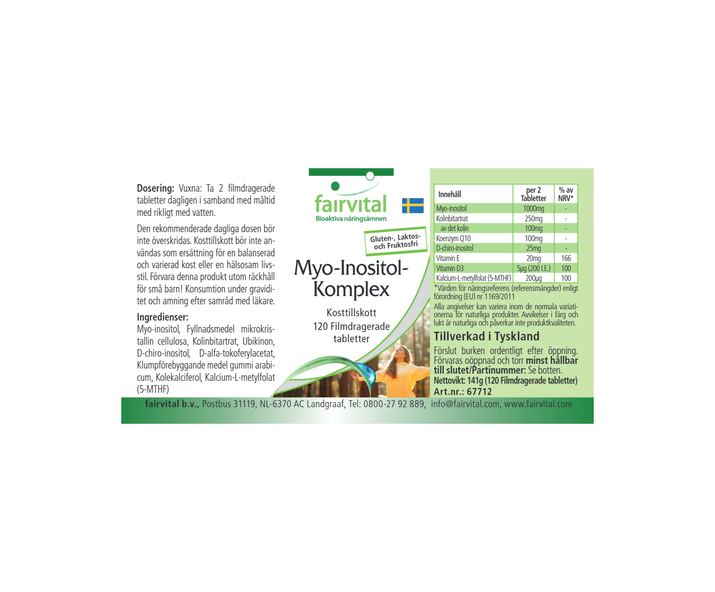 Complesso di Mio-Inositolo - 120 compresse rivestite con film - vegano | Fairvital