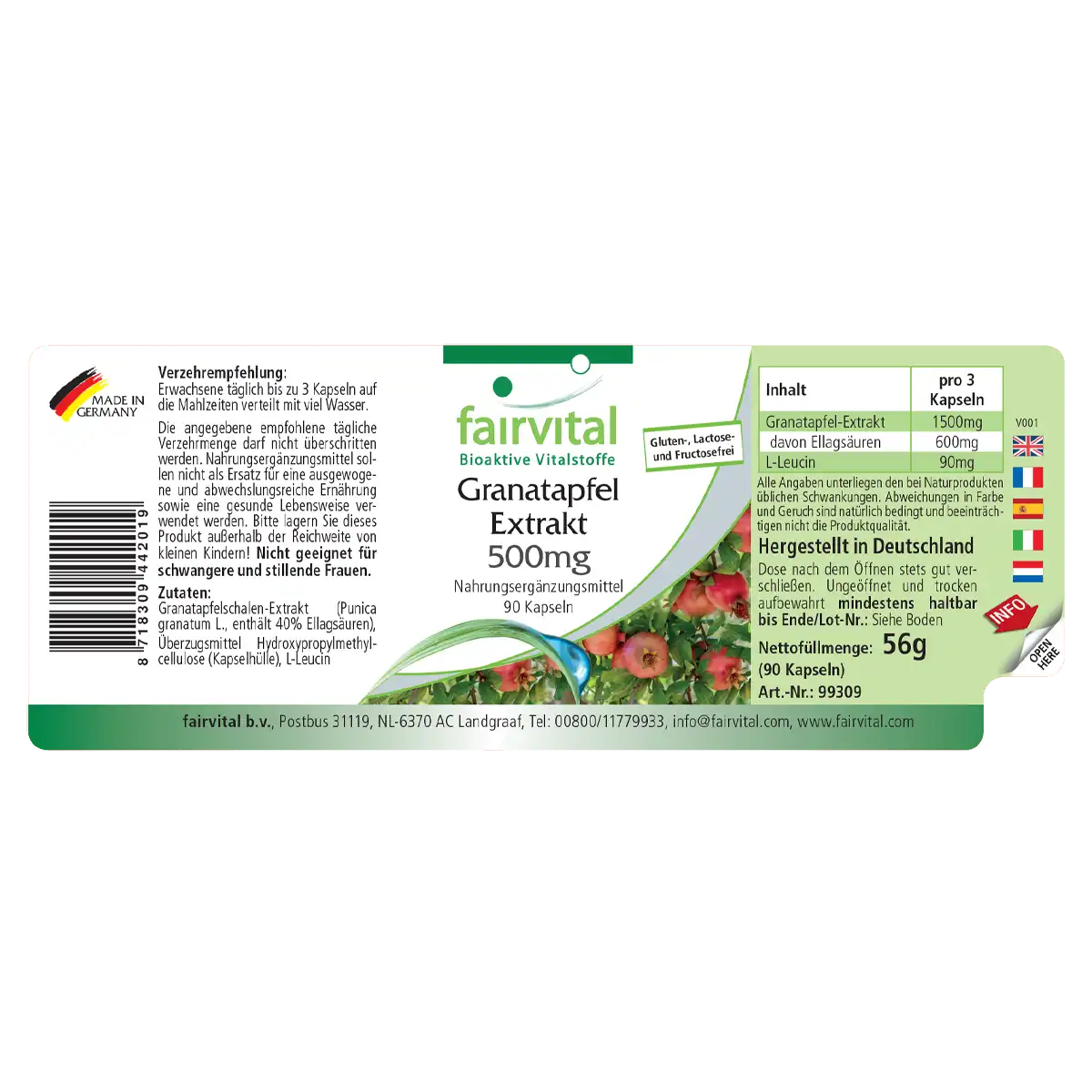 Estratto di melograno 500mg - 90 capsule Estratto di melograno 500mg - 90 capsule