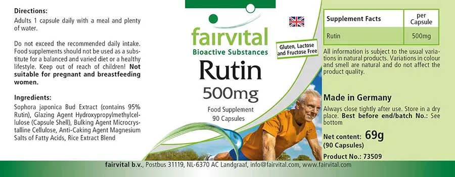 Rutine 500mg - vitamine P - 90 capsules Rutine 500mg - vitamine P - 90 capsules