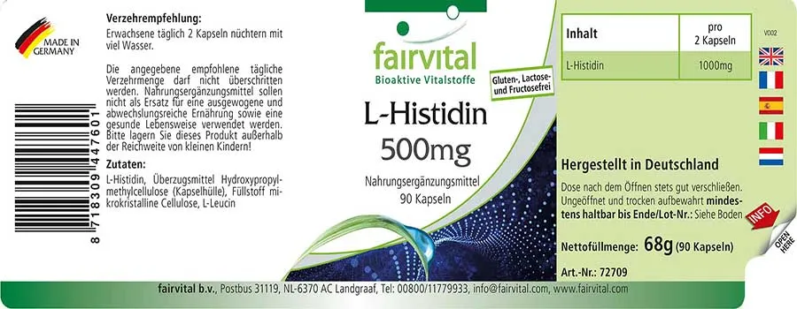 L-istidina 500 mg - 90 capsule L-istidina 500 mg - 90 capsule