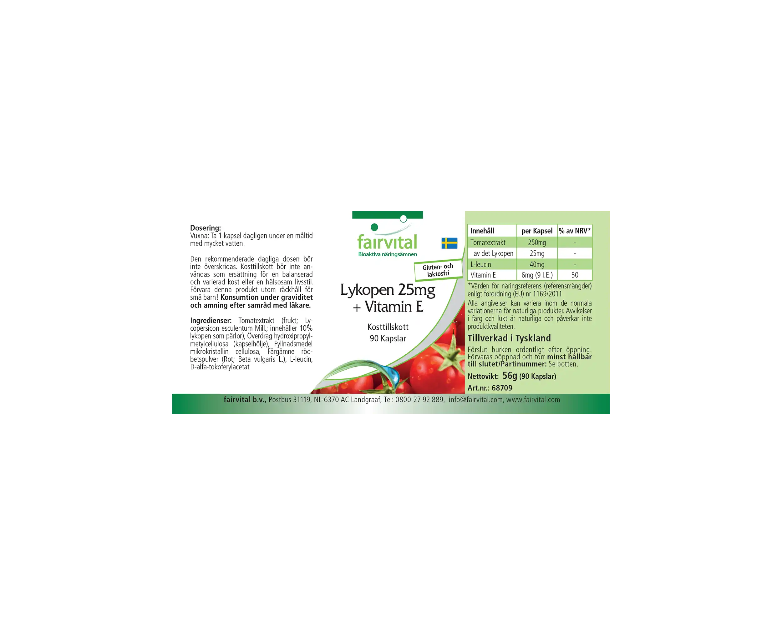 Licopeno 25mg + Vitamina E - 90 cápsulas