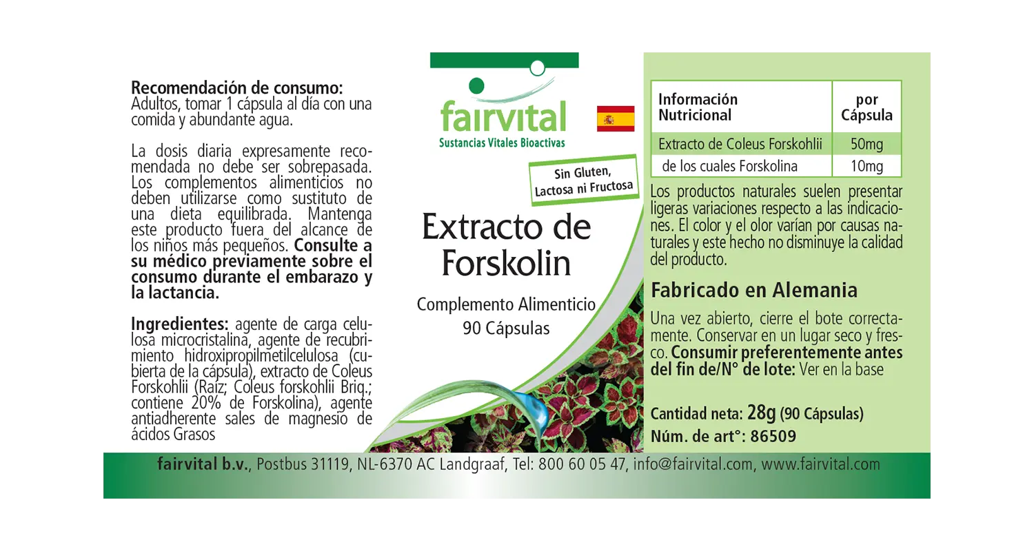 Forskolin Extrakt - 90 Kapseln - aus Coleus Forskohlii Extrakt - Hochdosiert und Vegan | Fairvital Forskolin Extrakt - 90 Kapseln - aus Coleus Forskohlii Extrakt - Hochdosiert und Vegan | Fairvital