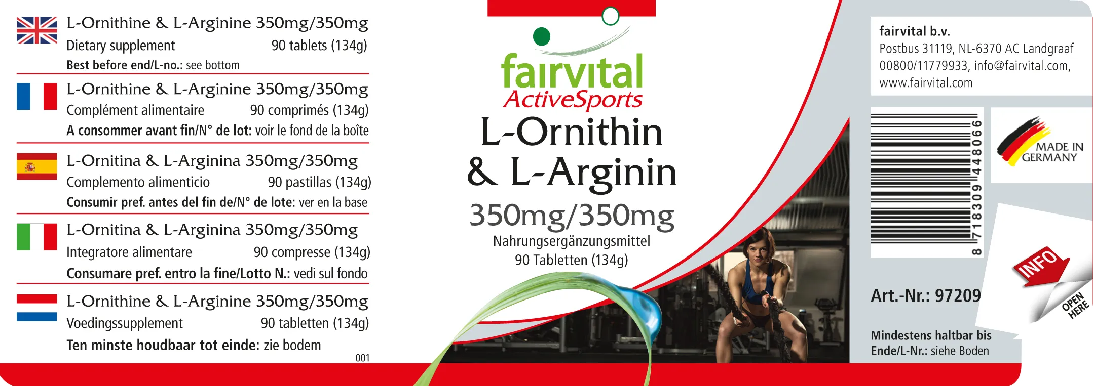 L-Ornithine & L-Arginine 350mg/350mg - 90 comprimés