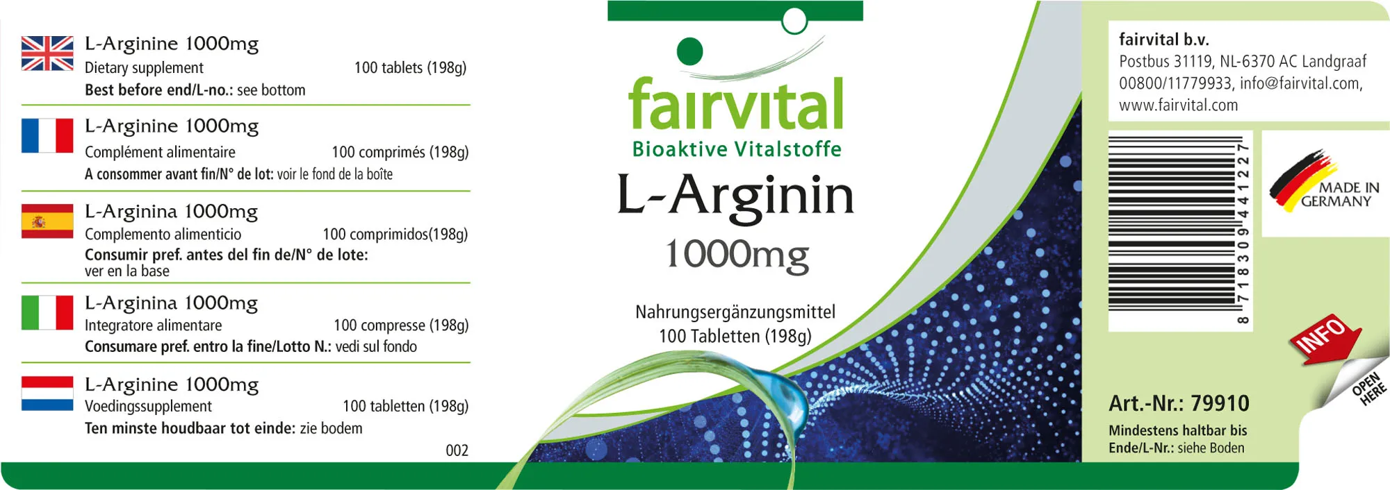 L-Arginine 1000mg - 100 comprimés