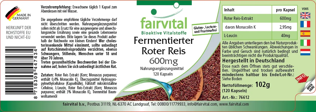 Arroz rojo fermentado 600 mg Arroz rojo fermentado 600 mg