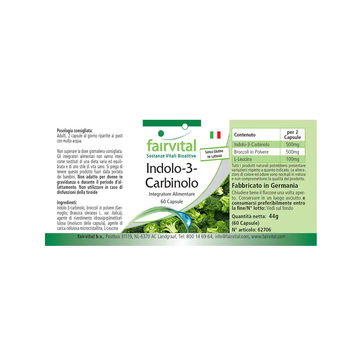 Indol-3-Carbinol - 60 Kapseln - I3C Kapseln mit Brokkoli-Pulver - Hochdosiert und Vegan | Fairvital Indol-3-Carbinol - 60 Kapseln - I3C Kapseln mit Brokkoli-Pulver - Hochdosiert und Vegan | Fairvital