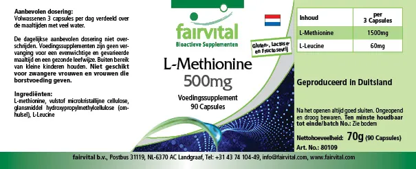 L-Methionine 500mg - 90 Capsules L-Methionine 500mg - 90 Capsules