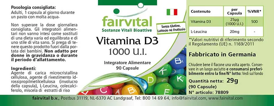 Vitamine D3 1000 U.I. - 90 gélules