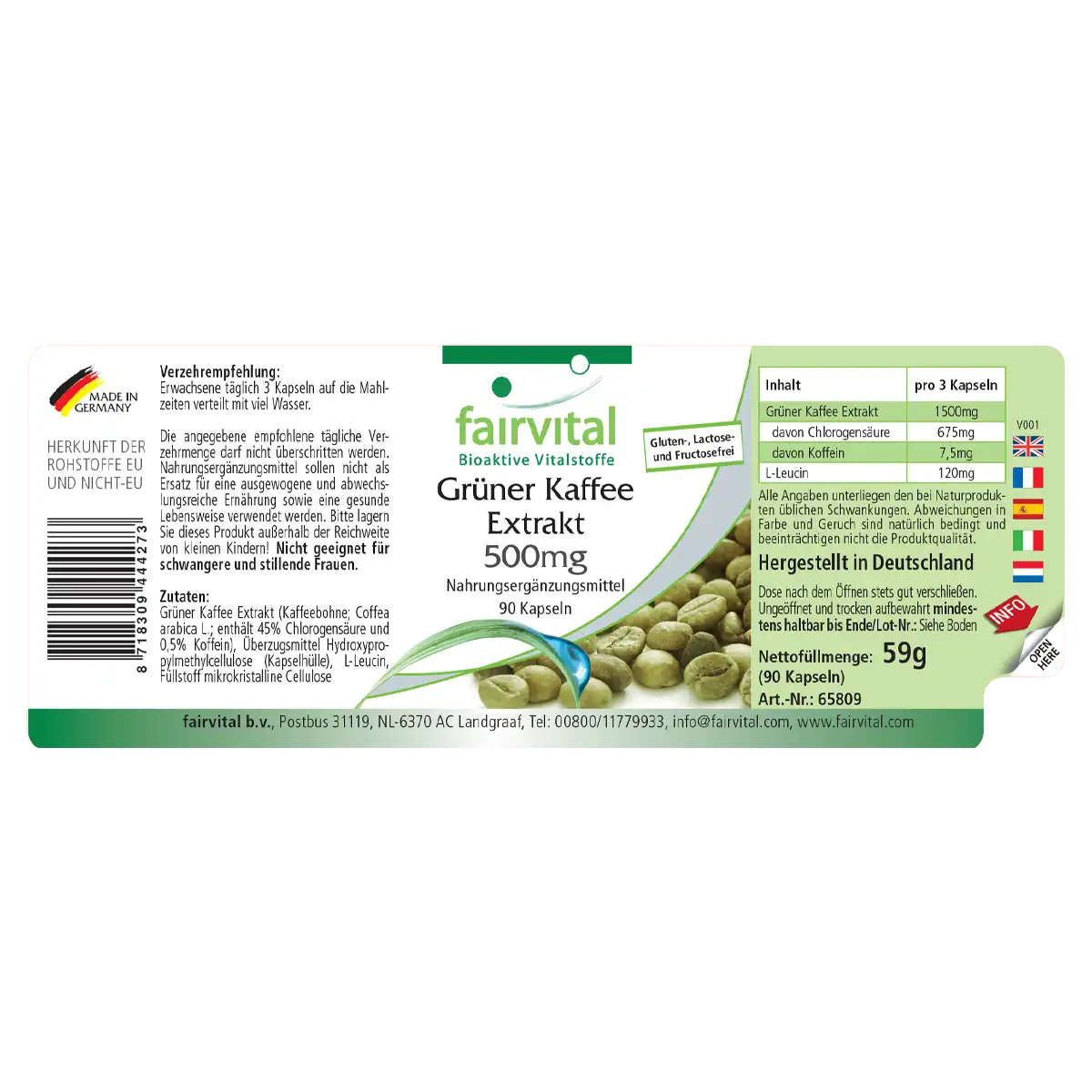 Grüner Kaffee Extrakt 500mg