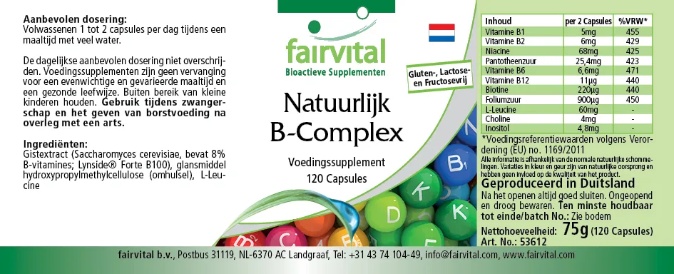 Vitamina B Complex naturale - 120 capsule