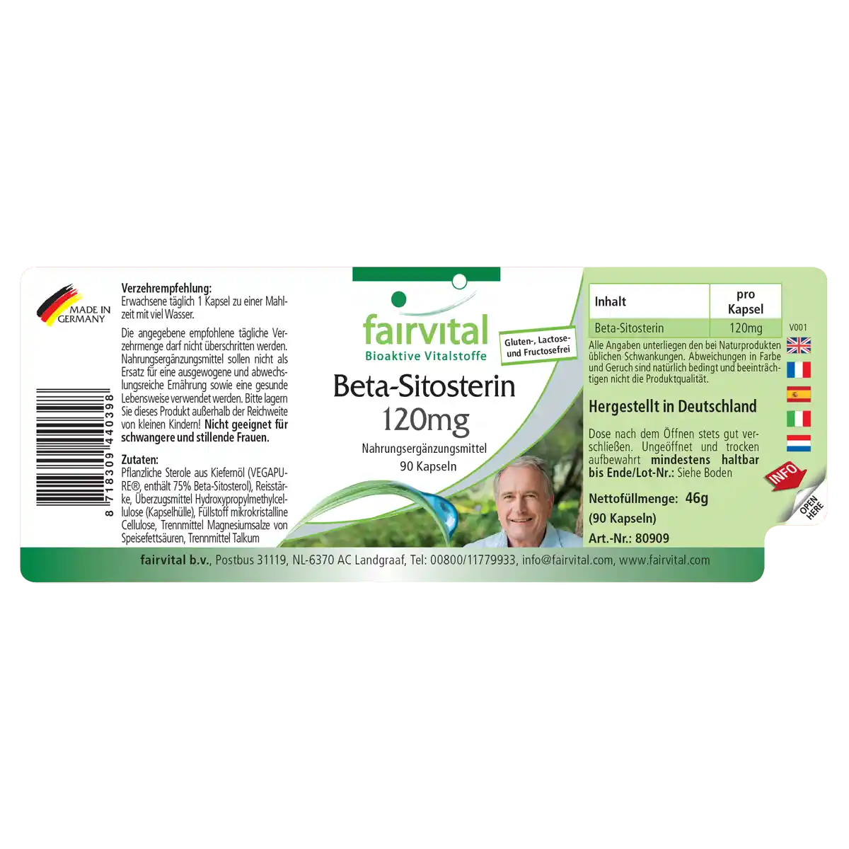 Beta-Sitosterin 120mg - aus Kiefernöl - 90 Kapseln - Hochdosiert und Vegan | Fairvital Beta-Sitosterin 120mg - aus Kiefernöl - 90 Kapseln - Hochdosiert und Vegan | Fairvital