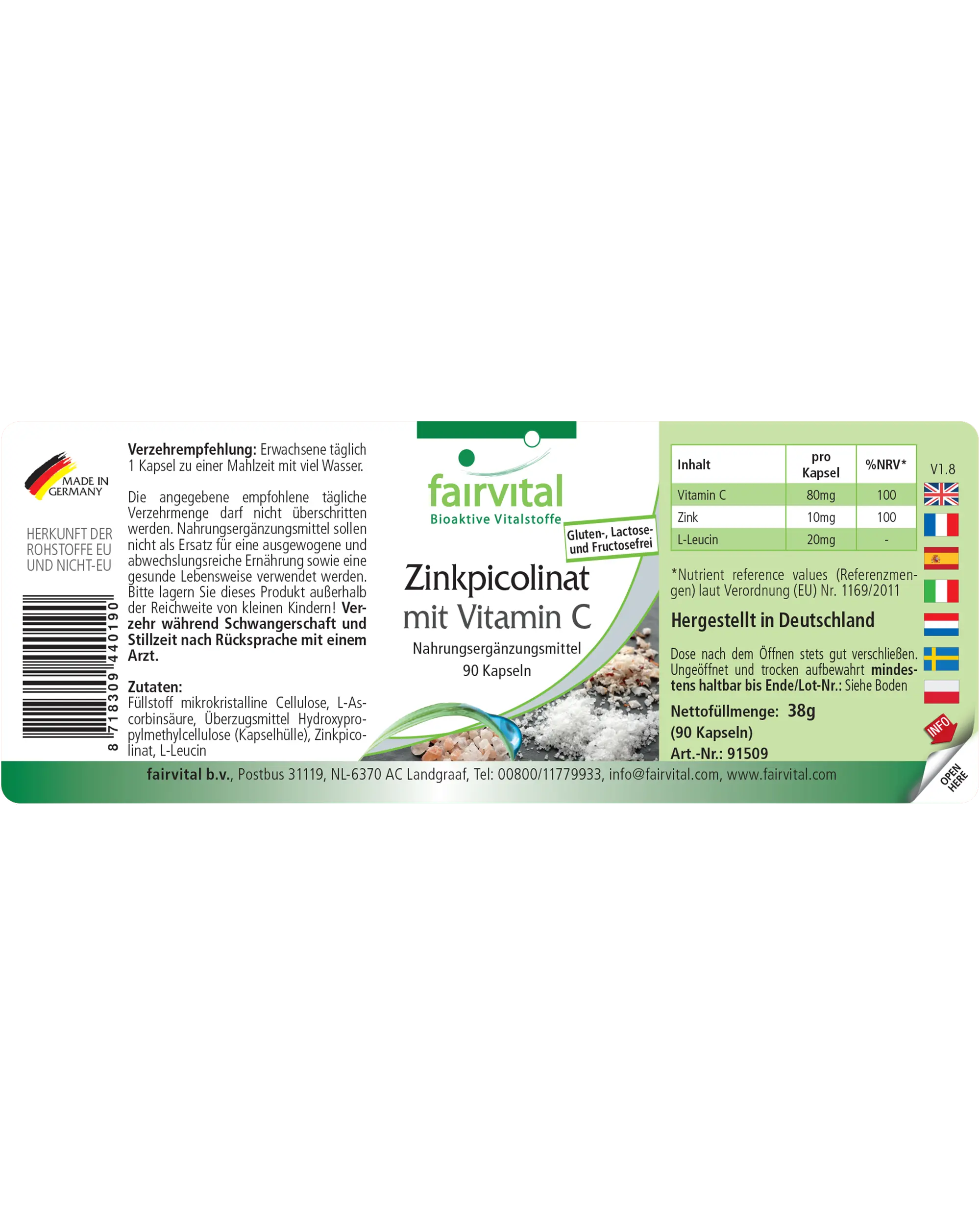 Picolinato de Zinc con Vitamina C - 90 cápsulas