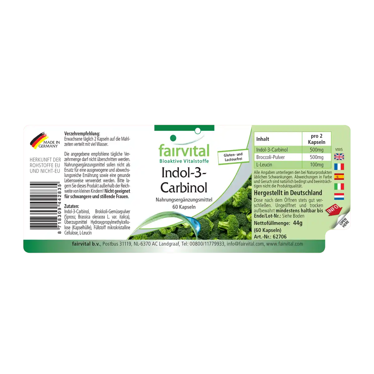 Indol-3-Carbinol - 60 Kapseln - I3C Kapseln mit Brokkoli-Pulver - Hochdosiert und Vegan | Fairvital Indol-3-Carbinol - 60 Kapseln - I3C Kapseln mit Brokkoli-Pulver - Hochdosiert und Vegan | Fairvital